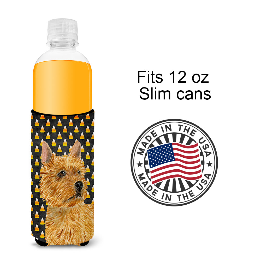 Norwich Terrier Candy Corn Halloween Portrait Ultra Beverage Insulators for slim cans SS4292MUK.