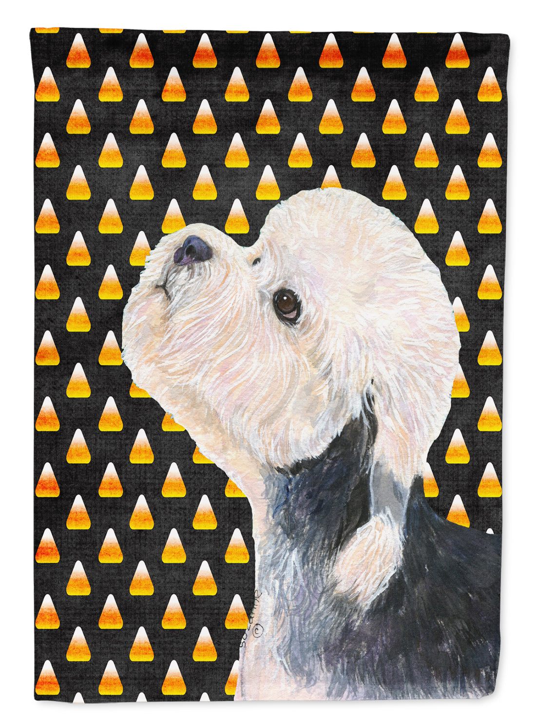 Dandie Dinmont Terrier Candy Corn Halloween Portrait Flag Canvas House Size  the-store.com.