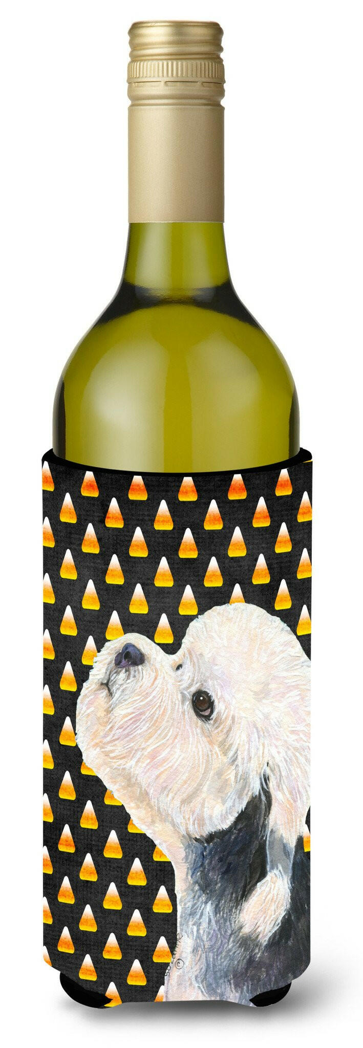 Dandie Dinmont Terrier Candy Corn Halloween Portrait Wine Bottle Beverage Insulator Beverage Insulator Hugger by Caroline&#39;s Treasures