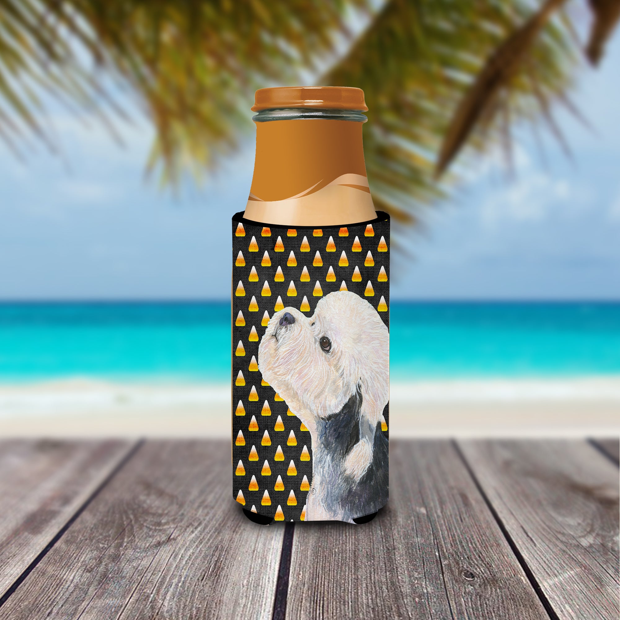 Dandie Dinmont Terrier Candy Corn Halloween Portrait Ultra Beverage Insulators for slim cans SS4296MUK