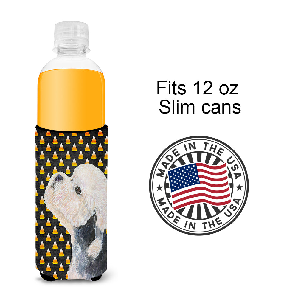 Dandie Dinmont Terrier Candy Corn Halloween Portrait Ultra Beverage Insulators for slim cans SS4296MUK.