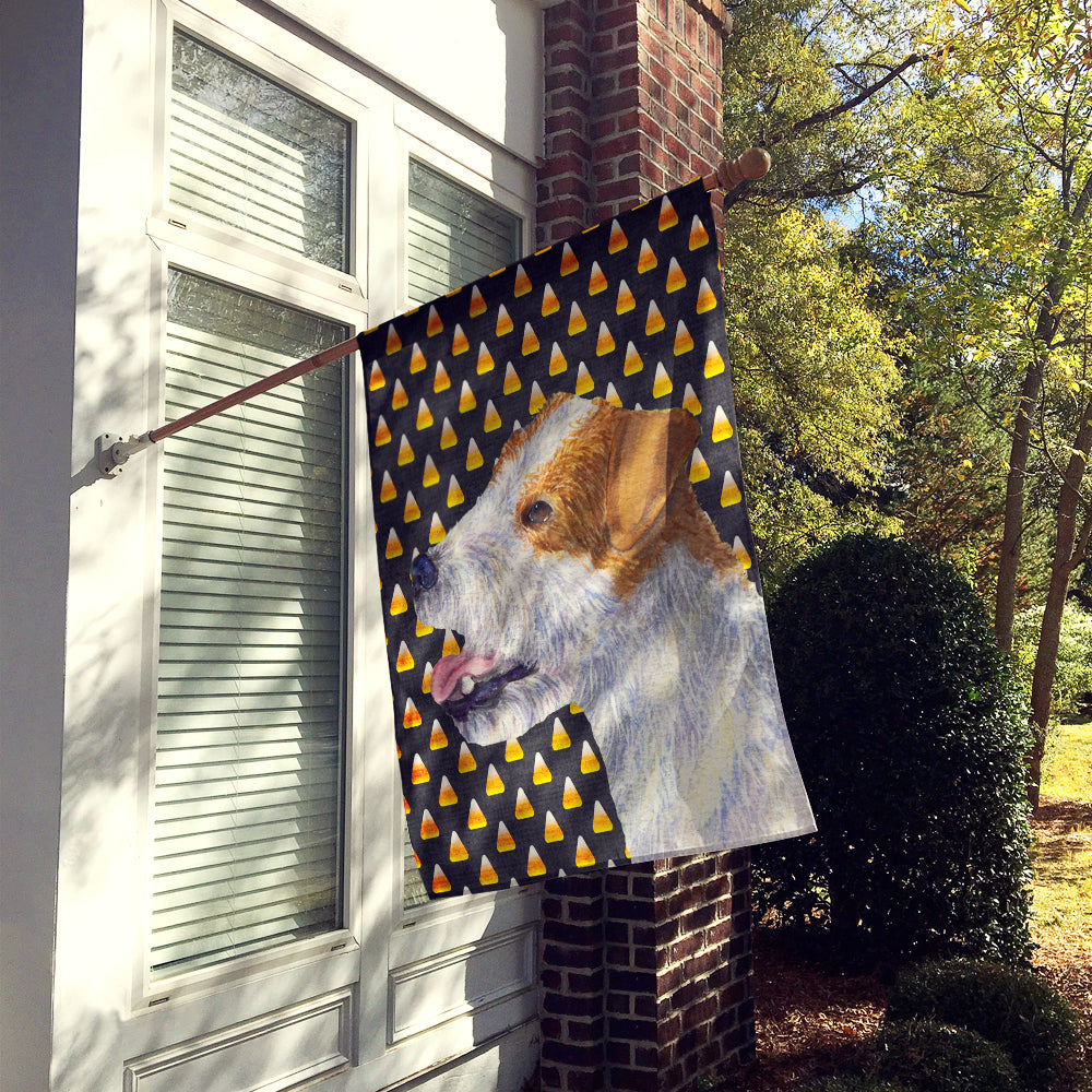 Jack Russell Terrier Bonbons Maïs Halloween Portrait Drapeau Toile Maison Taille