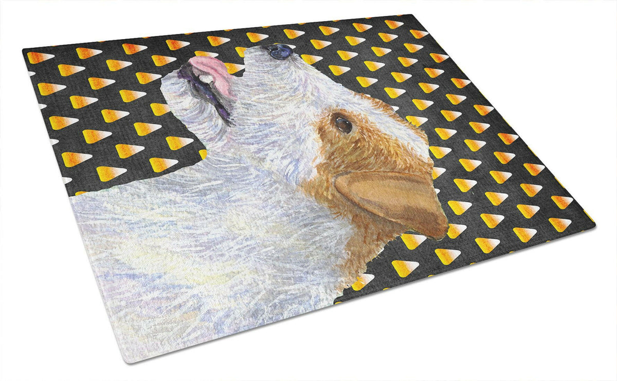 Jack Russell Terrier Candy Corn Halloween Portrait Glass Cutting Board Large by Caroline&#39;s Treasures