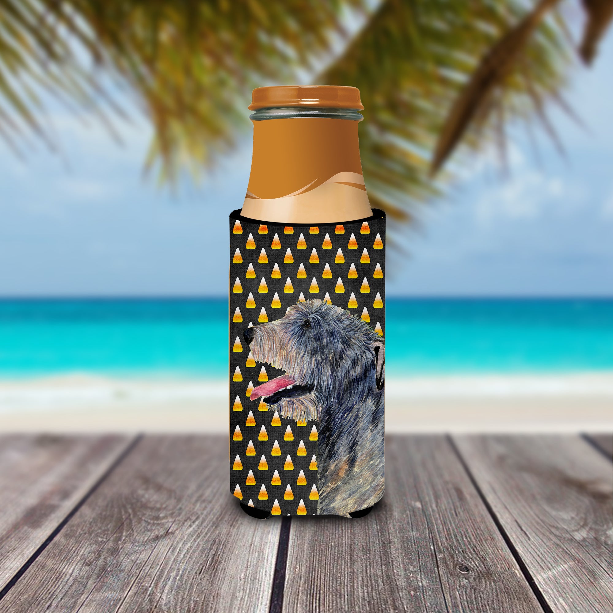 Irish Wolfhound Candy Corn Halloween Portrait Ultra Beverage Insulators for slim cans SS4299MUK.