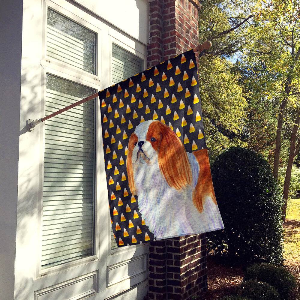 English Toy Spaniel Candy Corn Halloween Portrait Flag Canvas House Size  the-store.com.