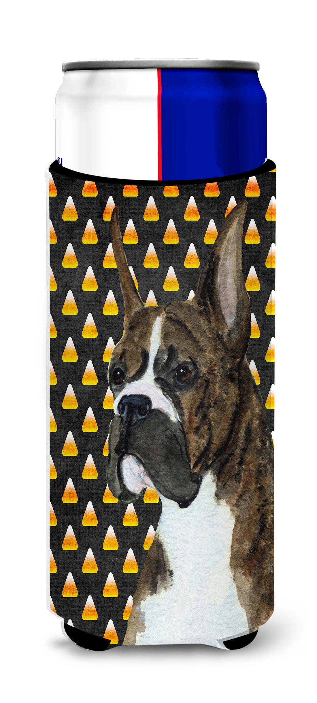 Boxer Candy Corn Halloween Portrait Ultra Beverage Insulators for slim cans SS4301MUK.