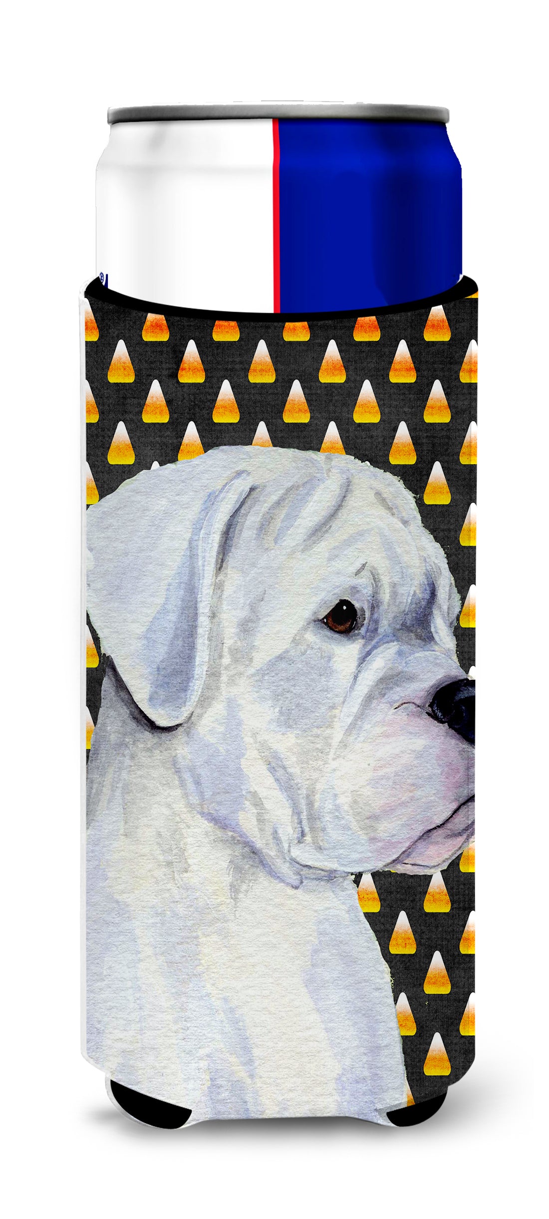 Boxer White Candy Corn Halloween Portrait Ultra Beverage Insulators for slim cans SS4302MUK