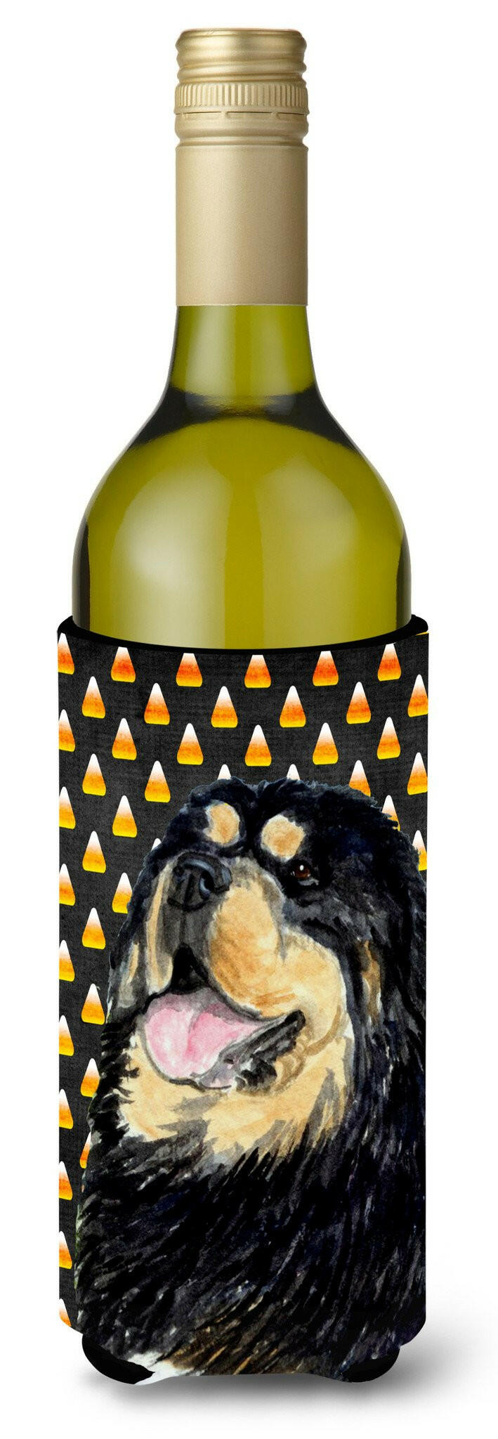 Tibetan Mastiff Candy Corn Halloween Portrait Wine Bottle Beverage Insulator Beverage Insulator Hugger by Caroline&#39;s Treasures