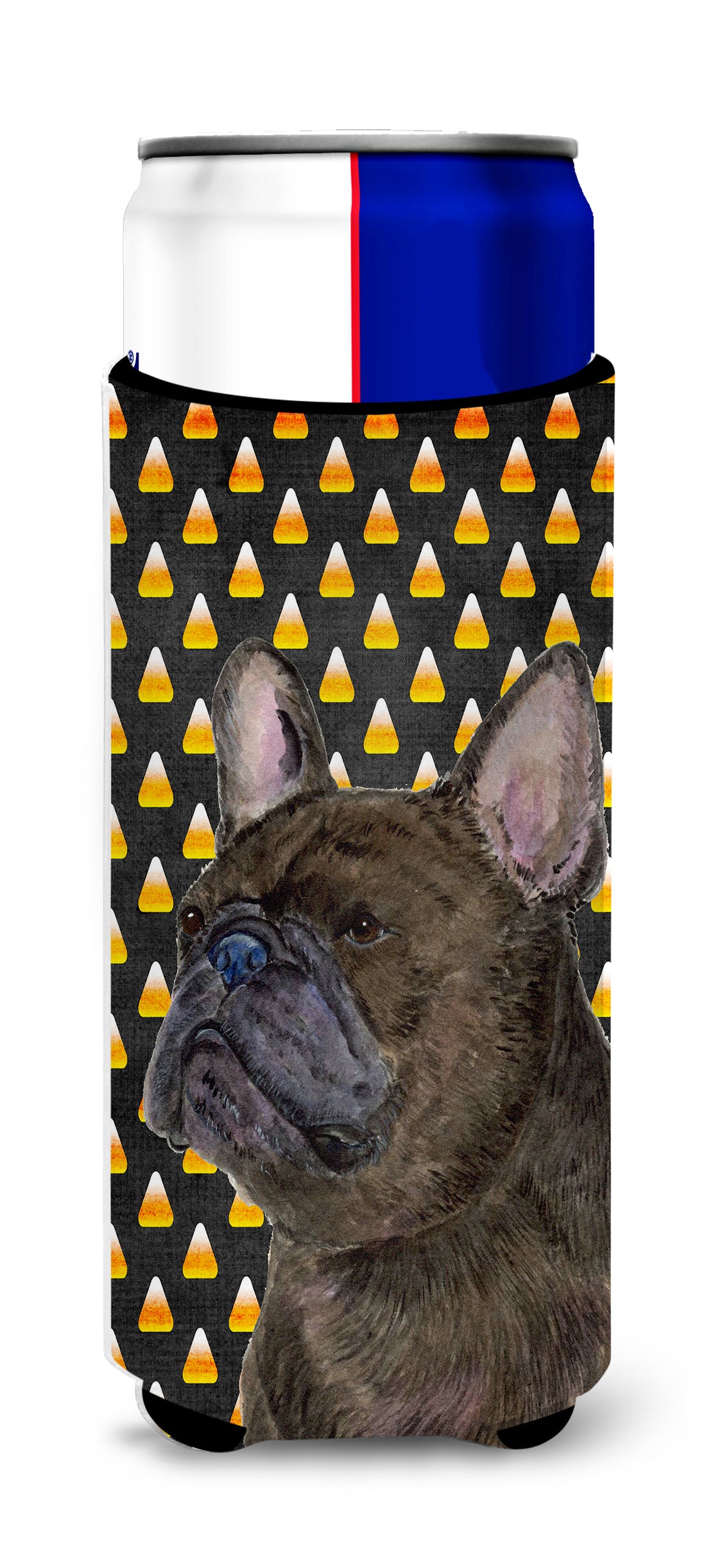 French Bulldog Candy Corn Halloween Portrait Ultra Beverage Insulators for slim cans SS4312MUK.