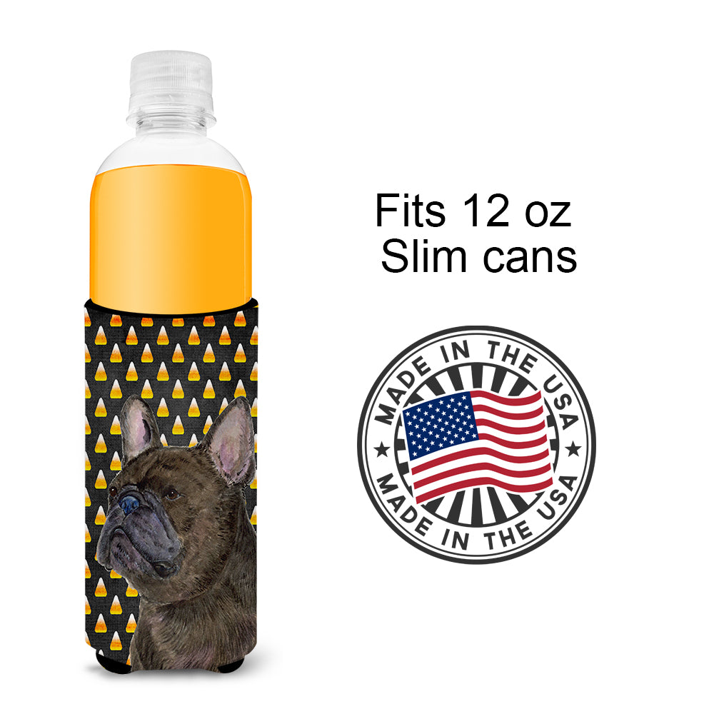 French Bulldog Candy Corn Halloween Portrait Ultra Beverage Insulators for slim cans SS4312MUK.