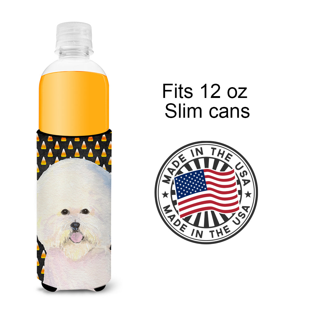 Bichon Frise Candy Corn Halloween Portrait Ultra Beverage Insulators for slim cans SS4319MUK.