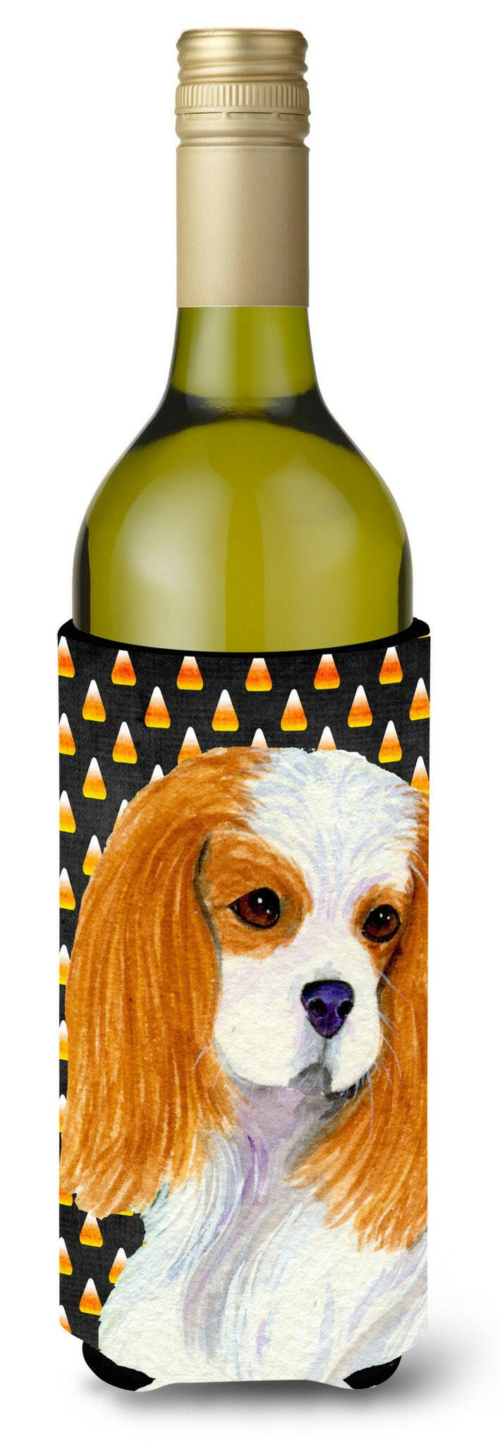 Cavalier Spaniel Candy Corn Halloween Portrait Wine Bottle Beverage Insulator Beverage Insulator Hugger by Caroline&#39;s Treasures