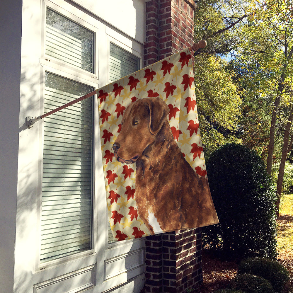 Chesapeake Bay Retriever Fall Leaves Portrait Flag Canvas House Size  the-store.com.