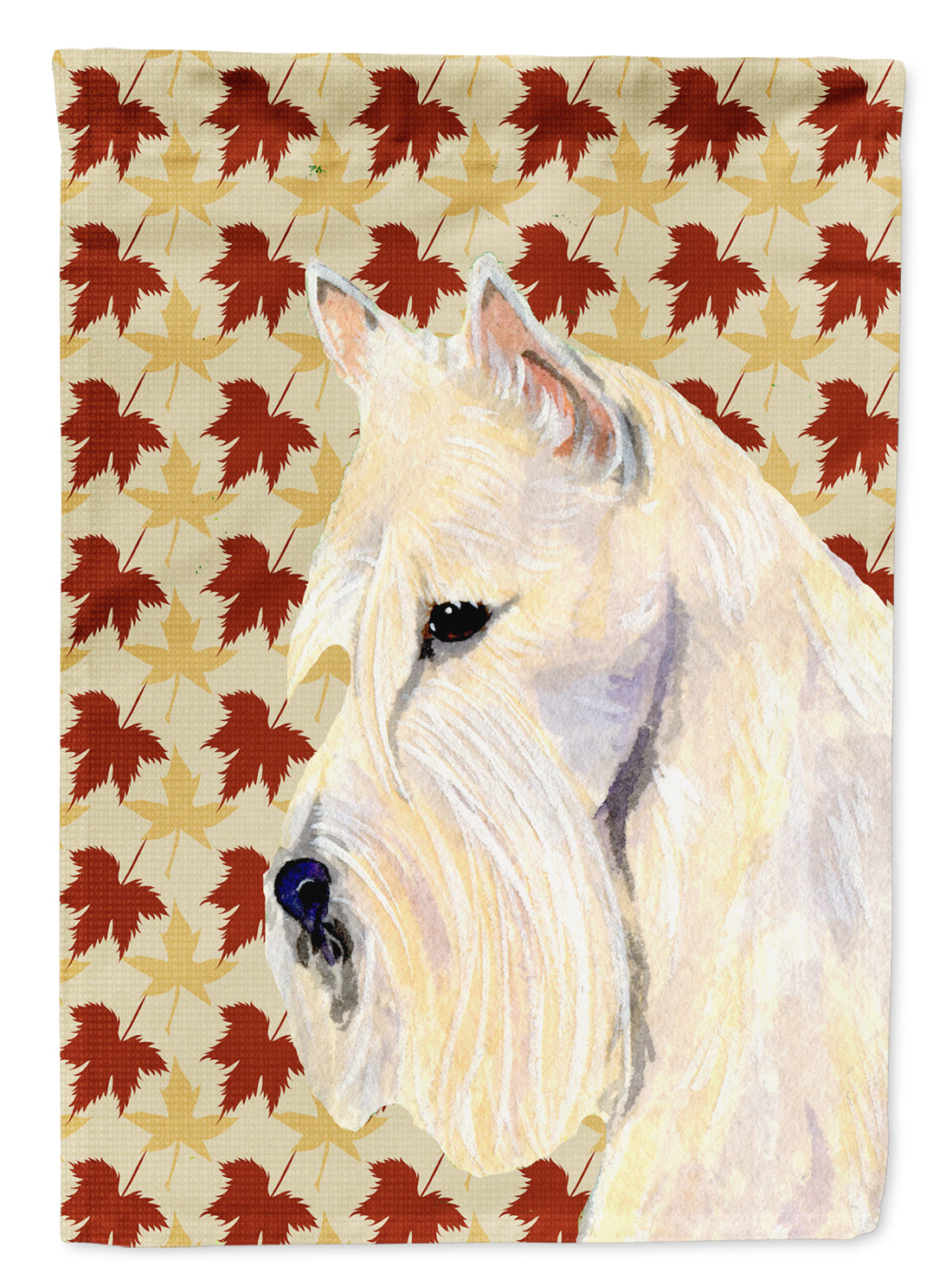 Scottish Terrier Wheaten Fall Leaves Portrait Flag Canvas House Size  the-store.com.