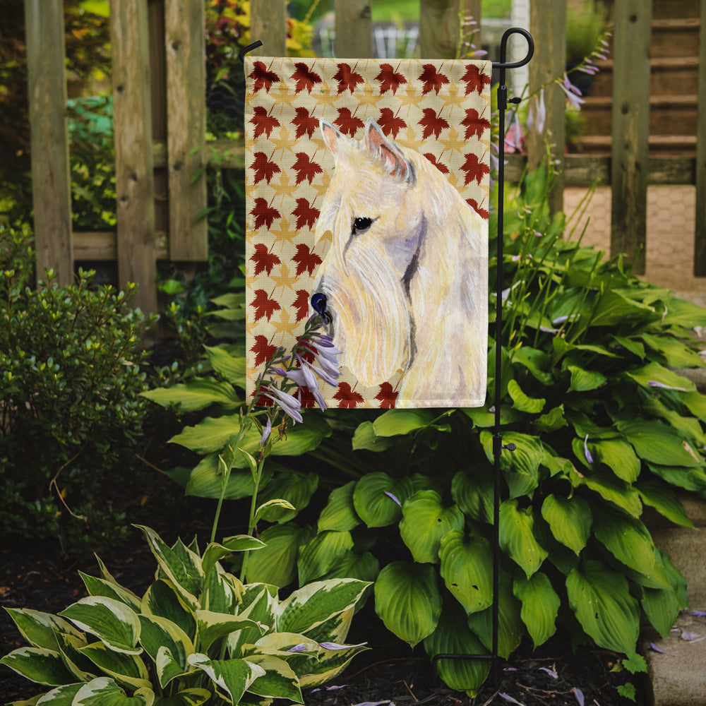 Scottish Terrier Wheaten Fall Leaves Portrait Flag Garden Size.
