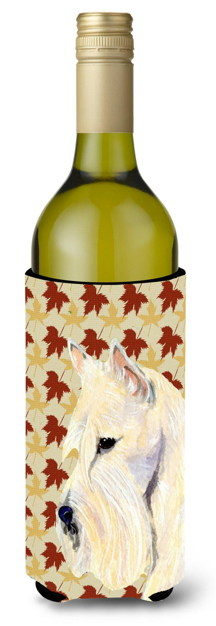 Scottish Terrier Wheaten Fall Leaves Portrait Wine Bottle Beverage Insulator Beverage Insulator Hugger by Caroline&#39;s Treasures