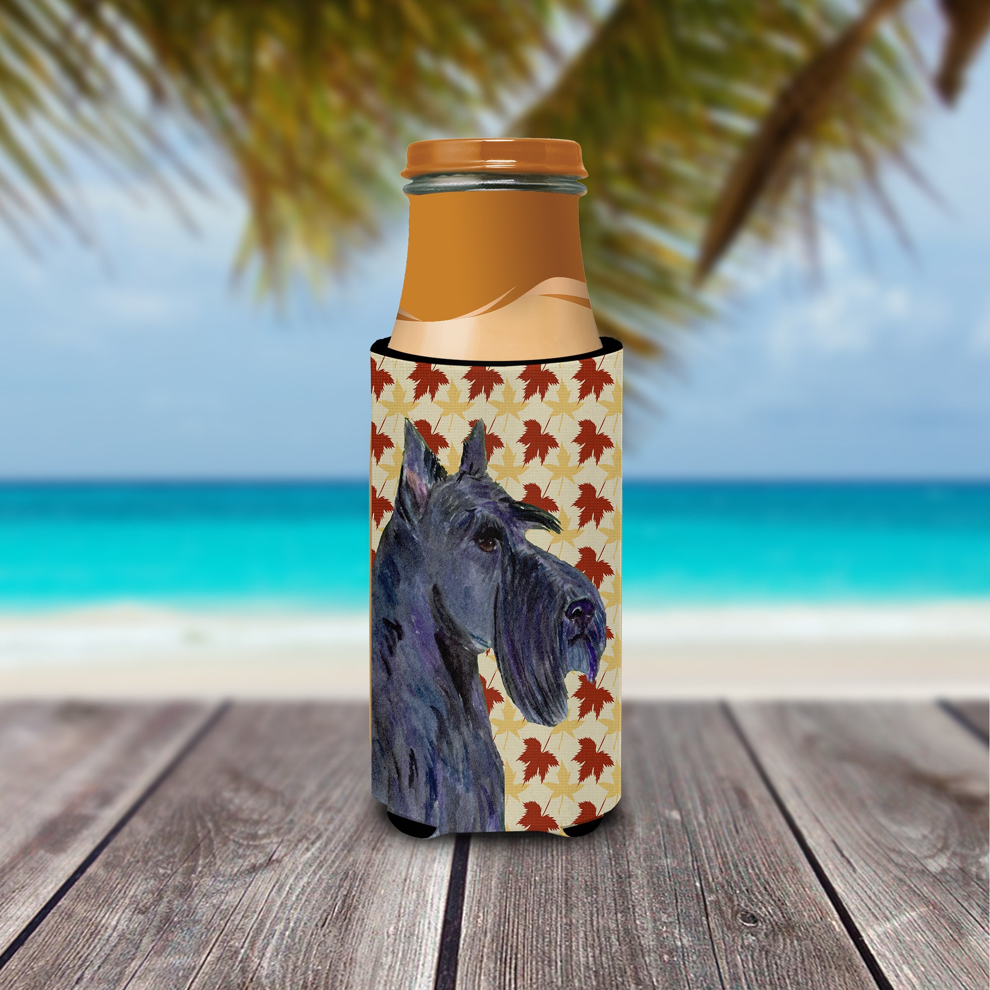 Scottish Terrier Fall Leaves Portrait Ultra Beverage Insulators for slim cans SS4327MUK.