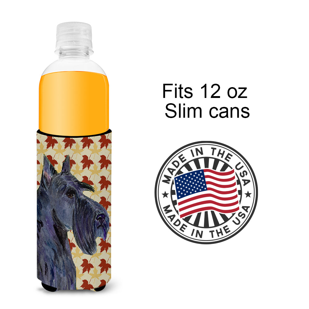 Scottish Terrier Fall Leaves Portrait Ultra Beverage Insulators for slim cans SS4327MUK.