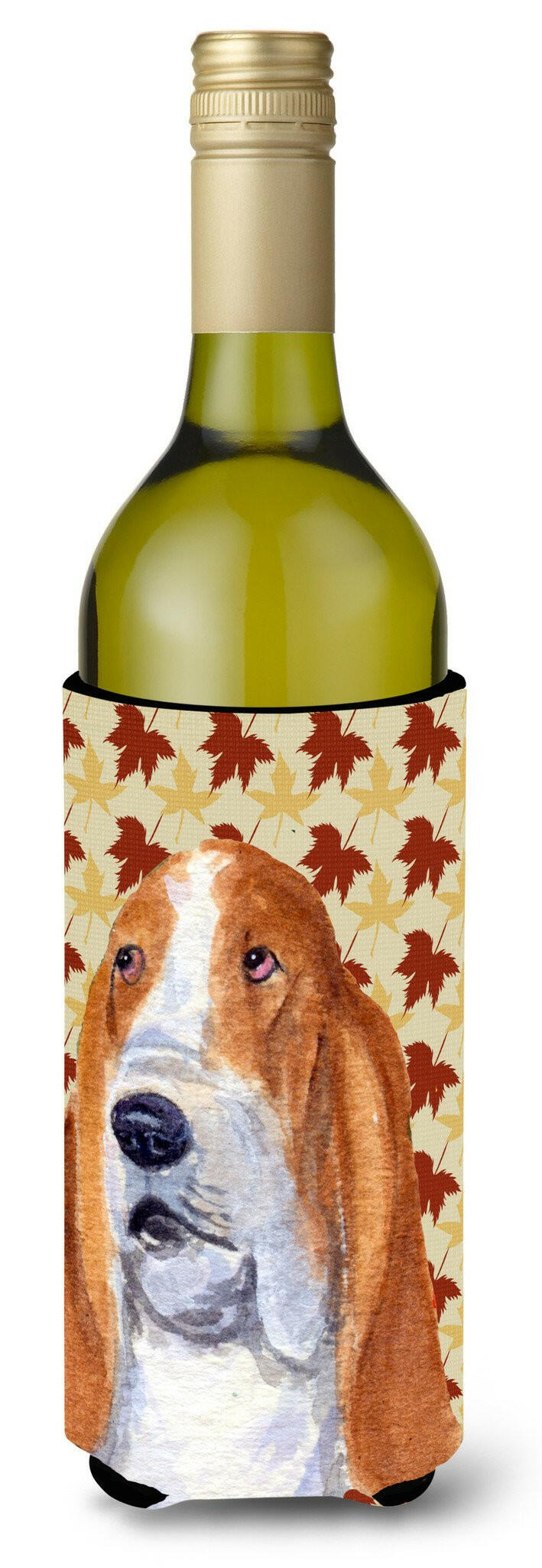 Bulldog English Fall Leaves Portrait Wine Bottle Beverage Insulator Beverage Insulator Hugger SS4328LITERK by Caroline&#39;s Treasures
