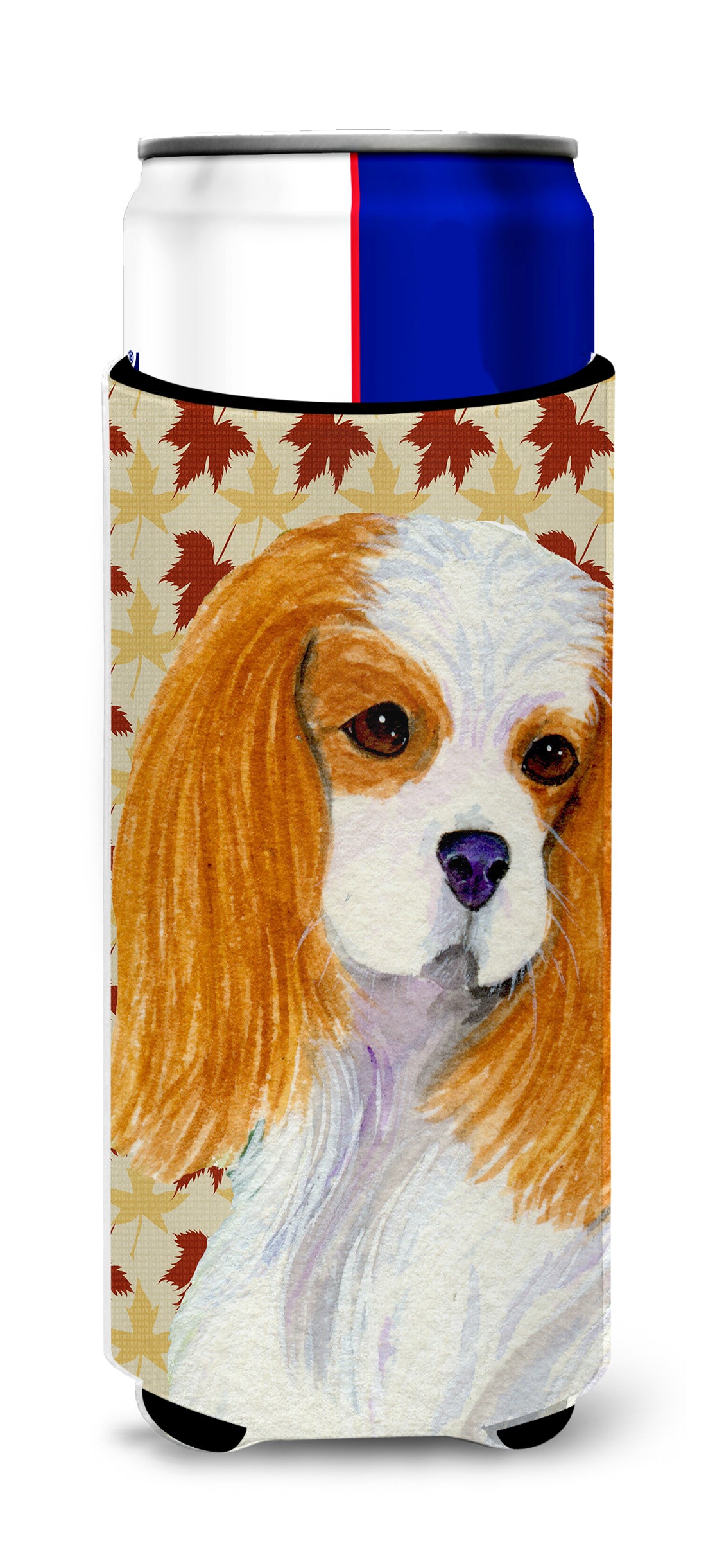 Cavalier Spaniel Fall Leaves Portrait Ultra Beverage Insulators for slim cans SS4329MUK.