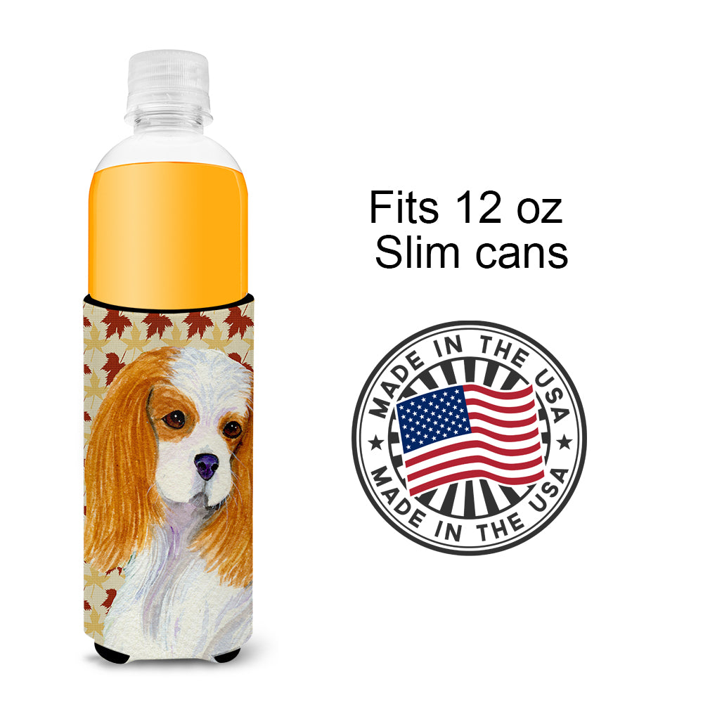 Cavalier Spaniel Fall Leaves Portrait Ultra Beverage Insulators for slim cans SS4329MUK.