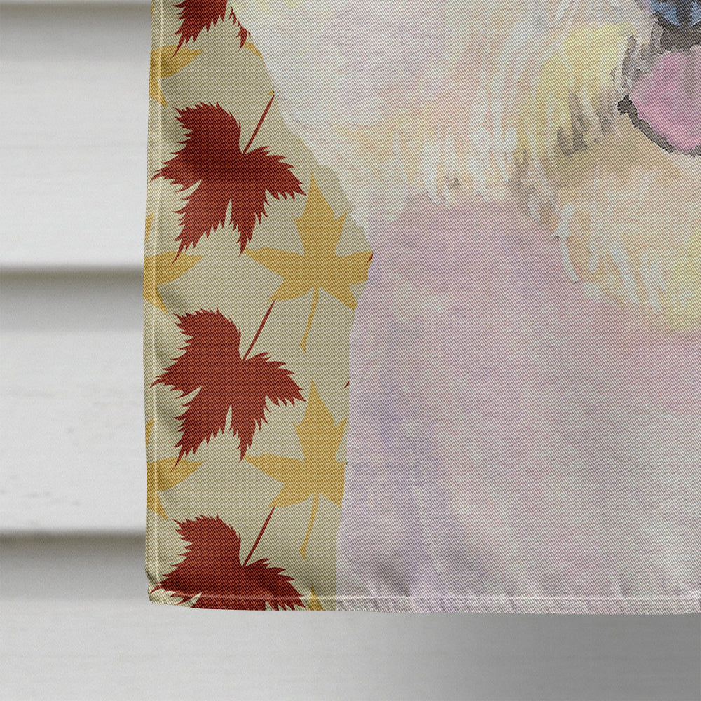 Bichon Frise Fall Leaves Portrait Flag Canvas House Size  the-store.com.