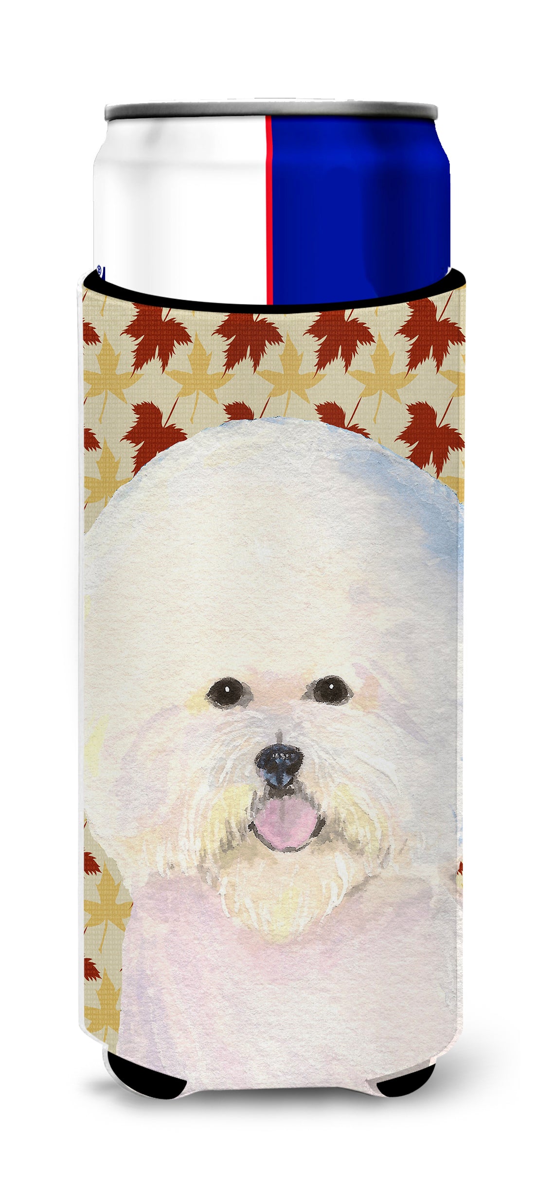 Bichon Frise Fall Leaves Portrait Ultra Beverage Insulators for slim cans SS4330MUK.