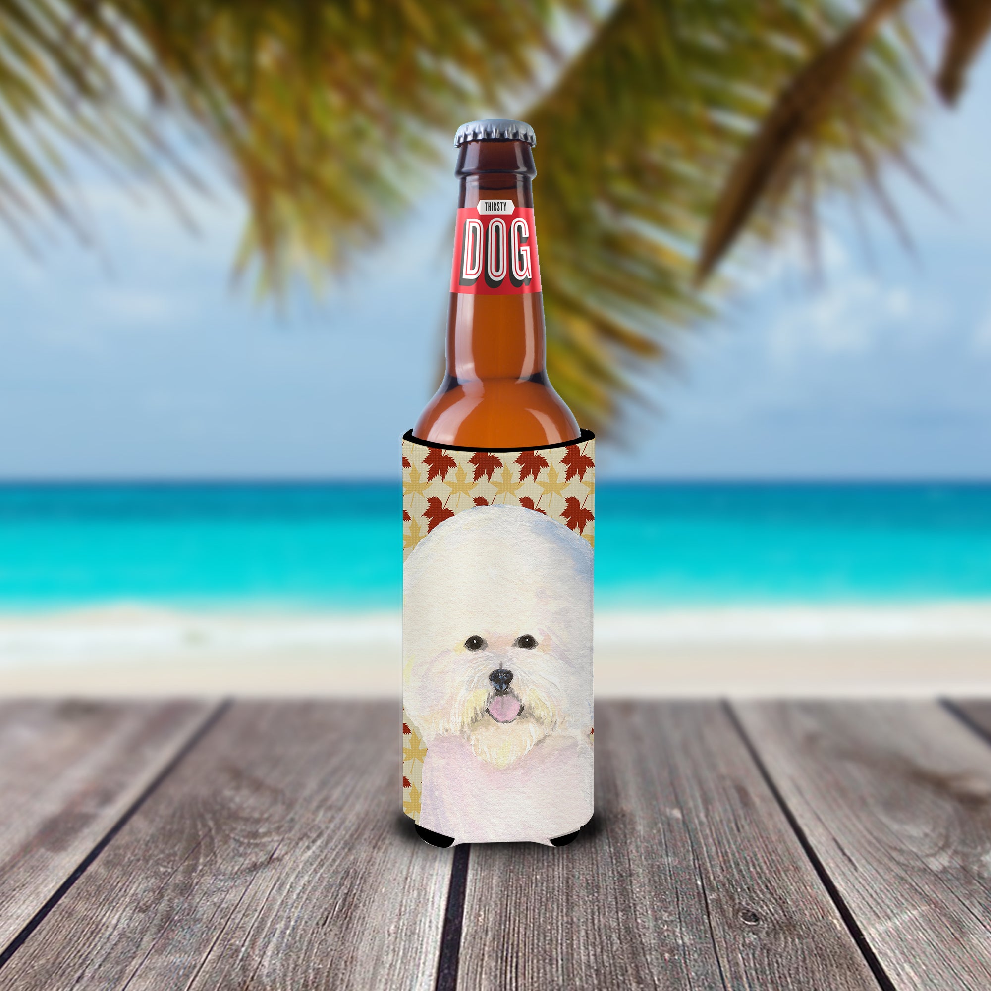 Bichon Frise Fall Leaves Portrait Ultra Beverage Insulators for slim cans SS4330MUK.