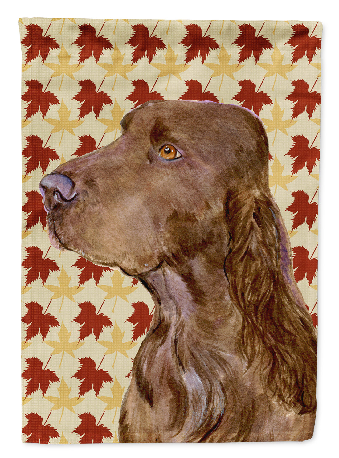 Field Spaniel Fall Leaves Portrait Flag Canvas House Size  the-store.com.