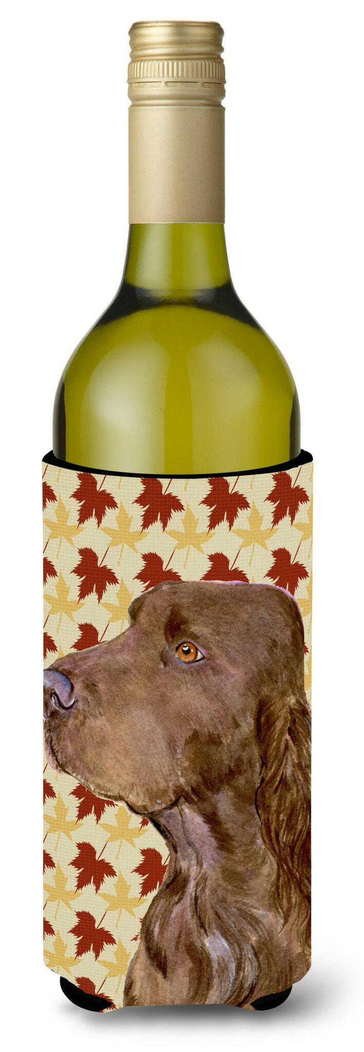 Field Spaniel Fall Leaves Portrait Wine Bottle Beverage Insulator Beverage Insulator Hugger by Caroline&#39;s Treasures