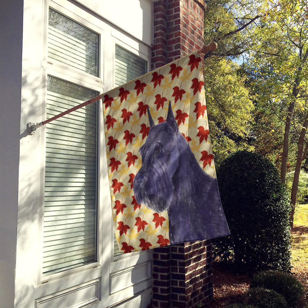 Schnauzer Giant Fall Leaves Portrait Flag Canvas House Size