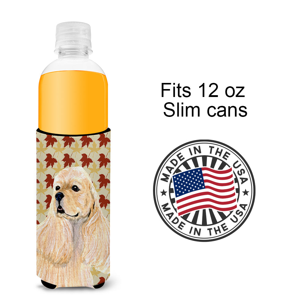 Cocker Spaniel Fall Leaves Portrait Ultra Beverage Insulators for slim cans SS4334MUK.