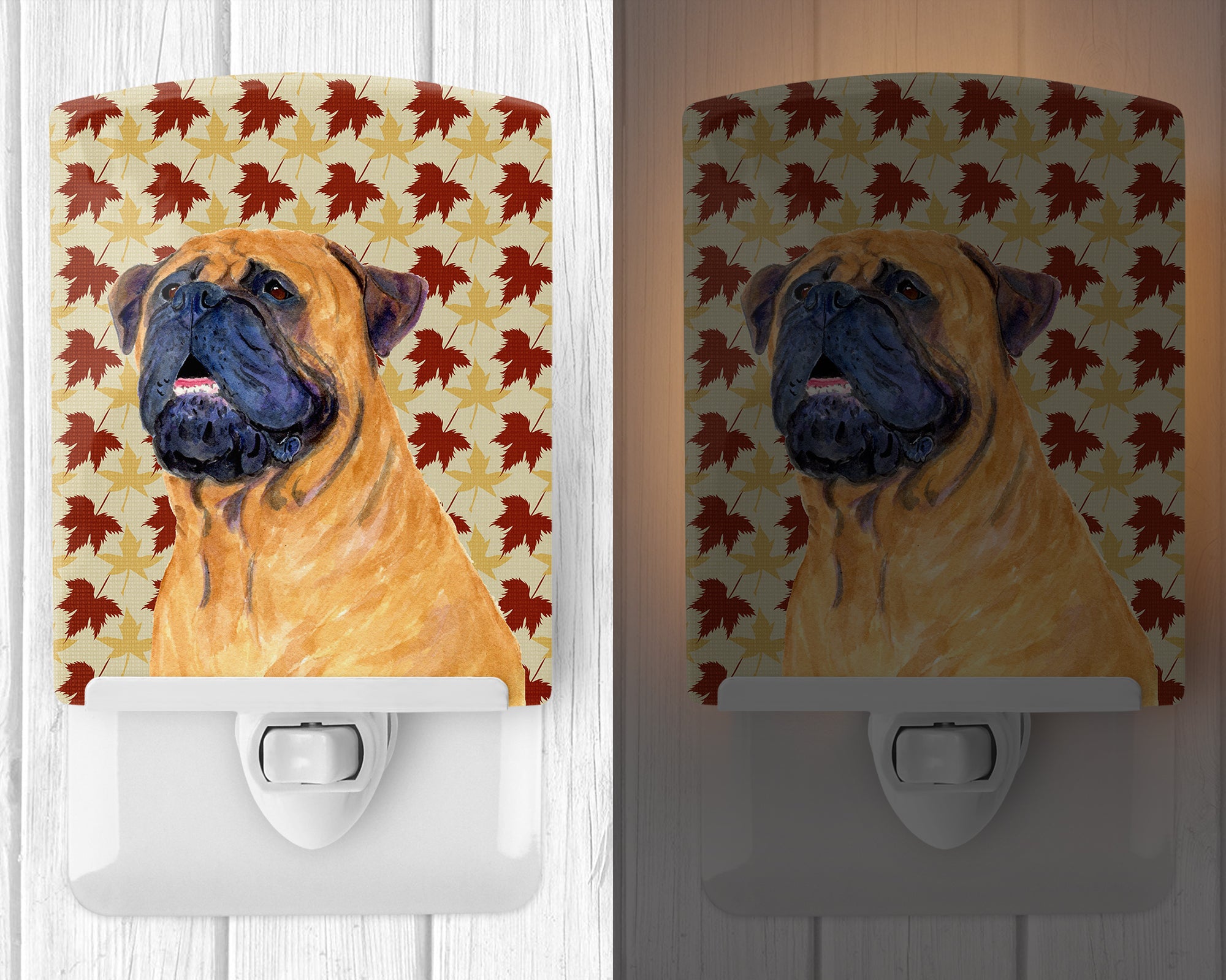 Mastiff Fall Leaves Portrait Ceramic Night Light SS4336CNL - the-store.com