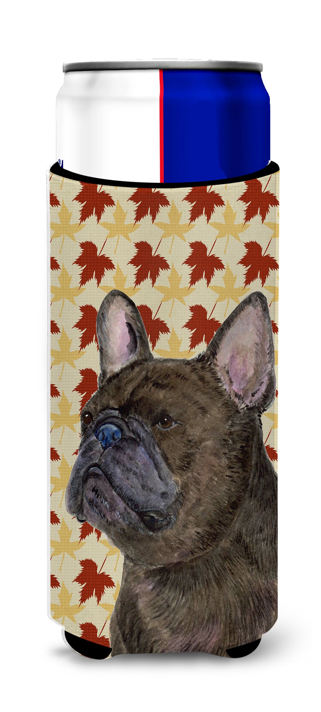 French Bulldog Fall Leaves Portrait Ultra Beverage Insulators for slim cans SS4337MUK