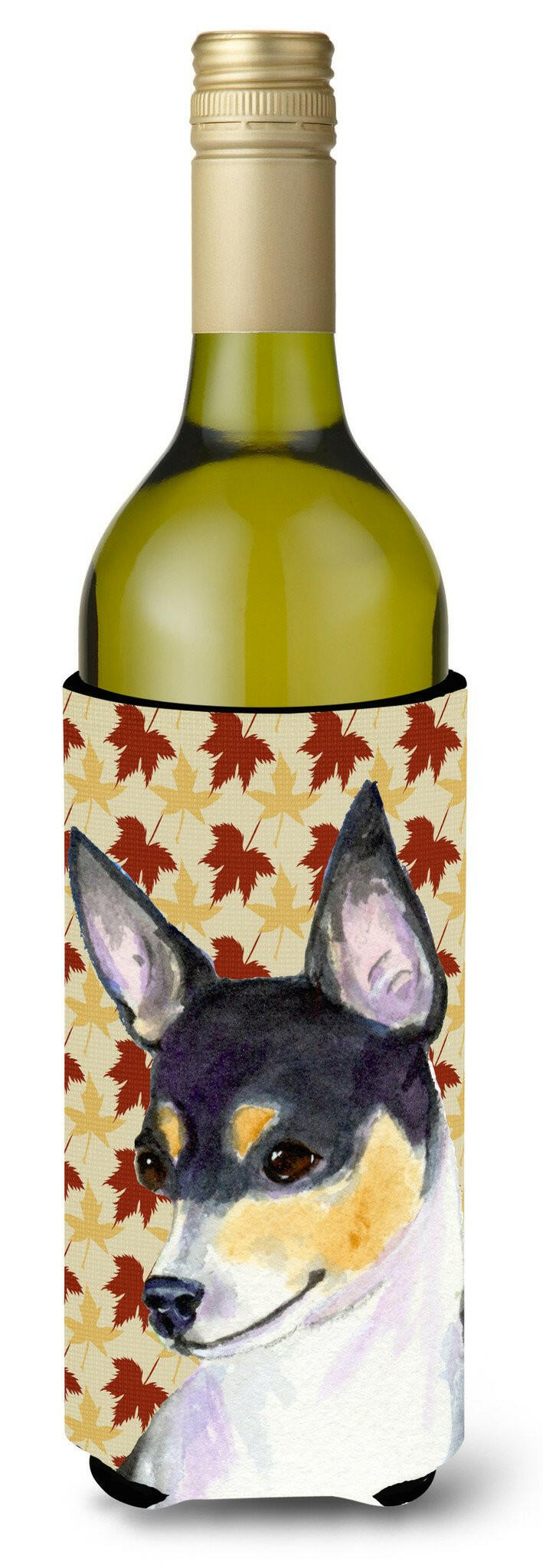 Chihuahua Fall Leaves Portrait Wine Bottle Beverage Insulator Beverage Insulator Hugger SS4338LITERK by Caroline&#39;s Treasures