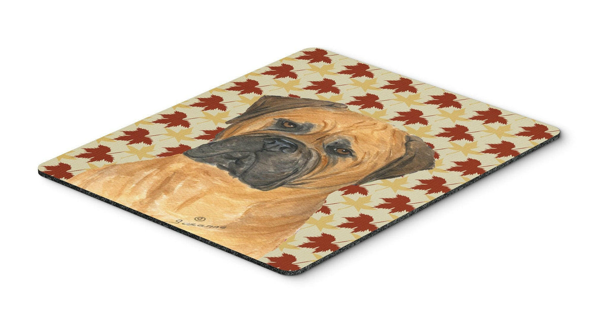 Bullmastiff Fall Leaves Portrait Mouse Pad, Hot Pad or Trivet by Caroline&#39;s Treasures