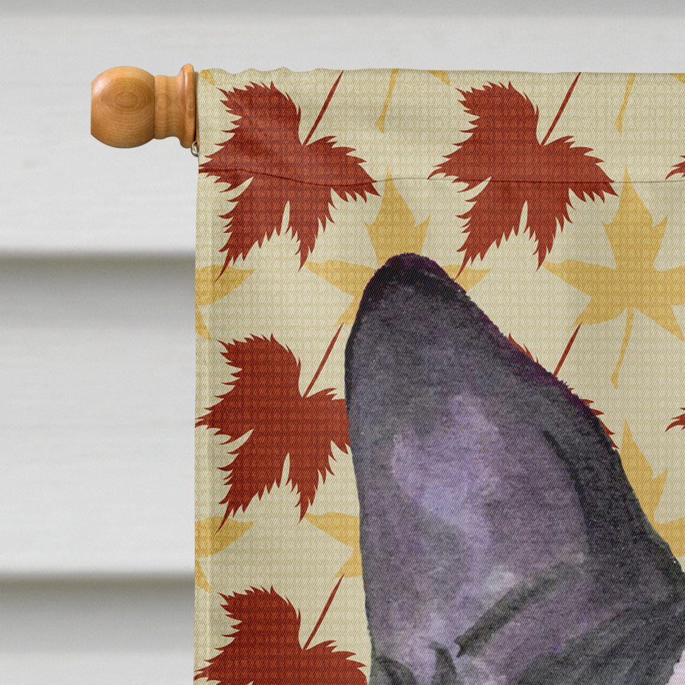 Boston Terrier Fall Leaves Portrait Flag Canvas House Size  the-store.com.