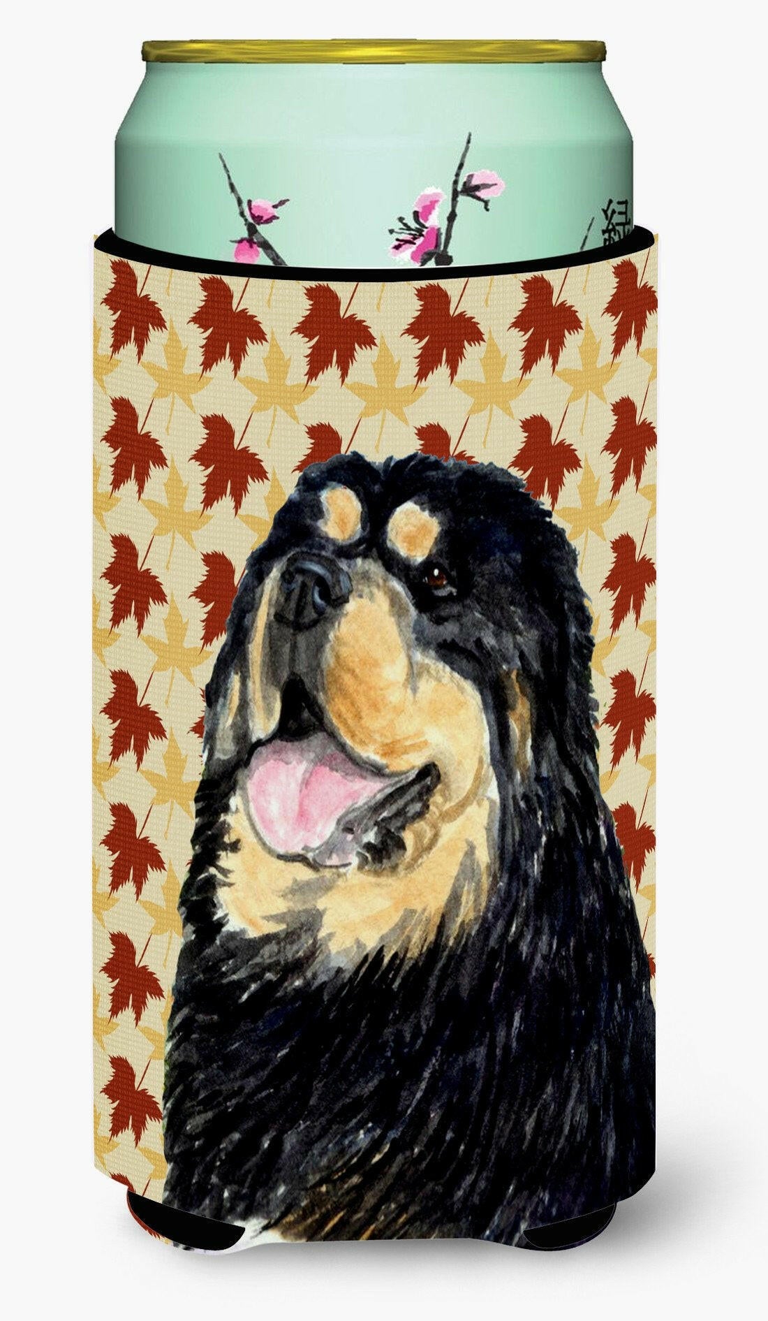 Tibetan Mastiff Fall Leaves Portrait  Tall Boy Beverage Insulator Beverage Insulator Hugger by Caroline&#39;s Treasures