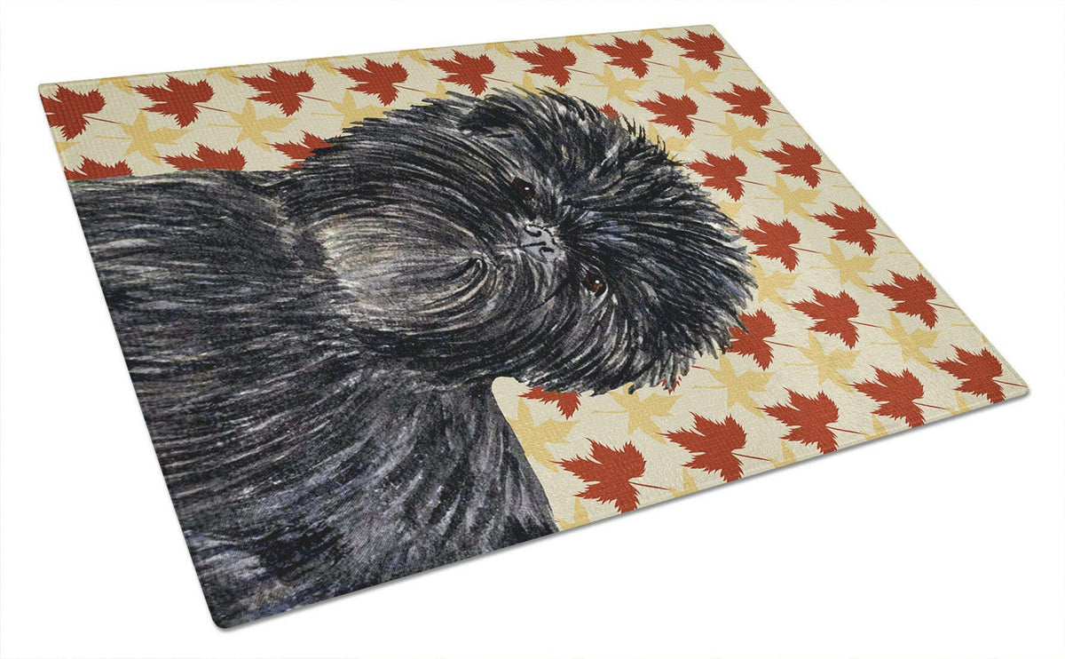 Affenpinscher Fall Leaves Portrait Glass Cutting Board Large by Caroline&#39;s Treasures