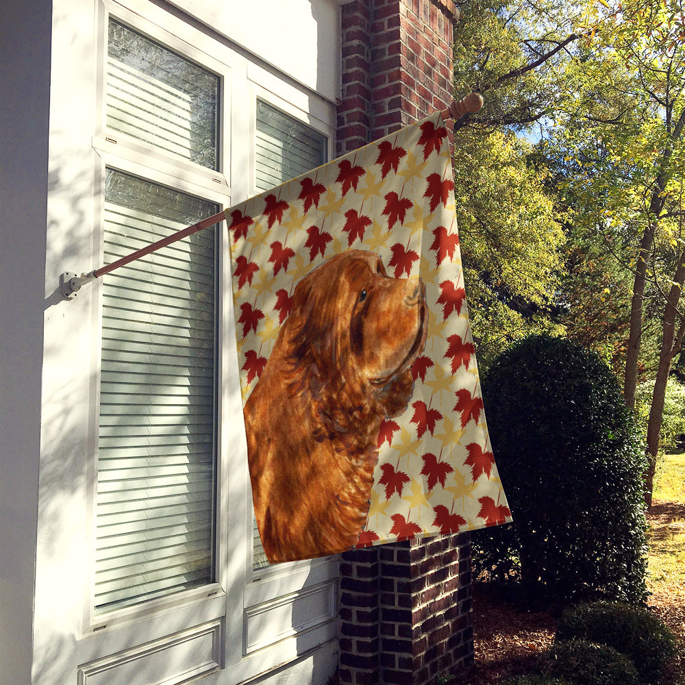 Sussex Spaniel Fall Leaves Portrait Flag Canvas House Size  the-store.com.