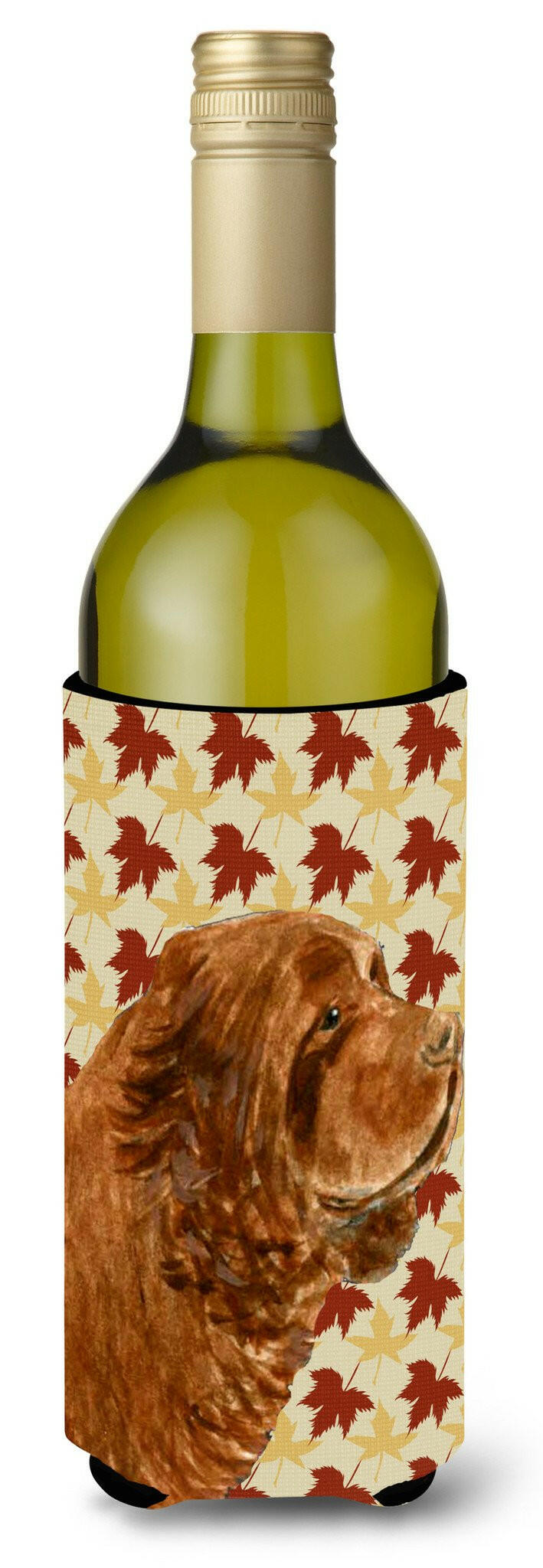Sussex Spaniel Fall Leaves Portrait Wine Bottle Beverage Insulator Beverage Insulator Hugger by Caroline&#39;s Treasures