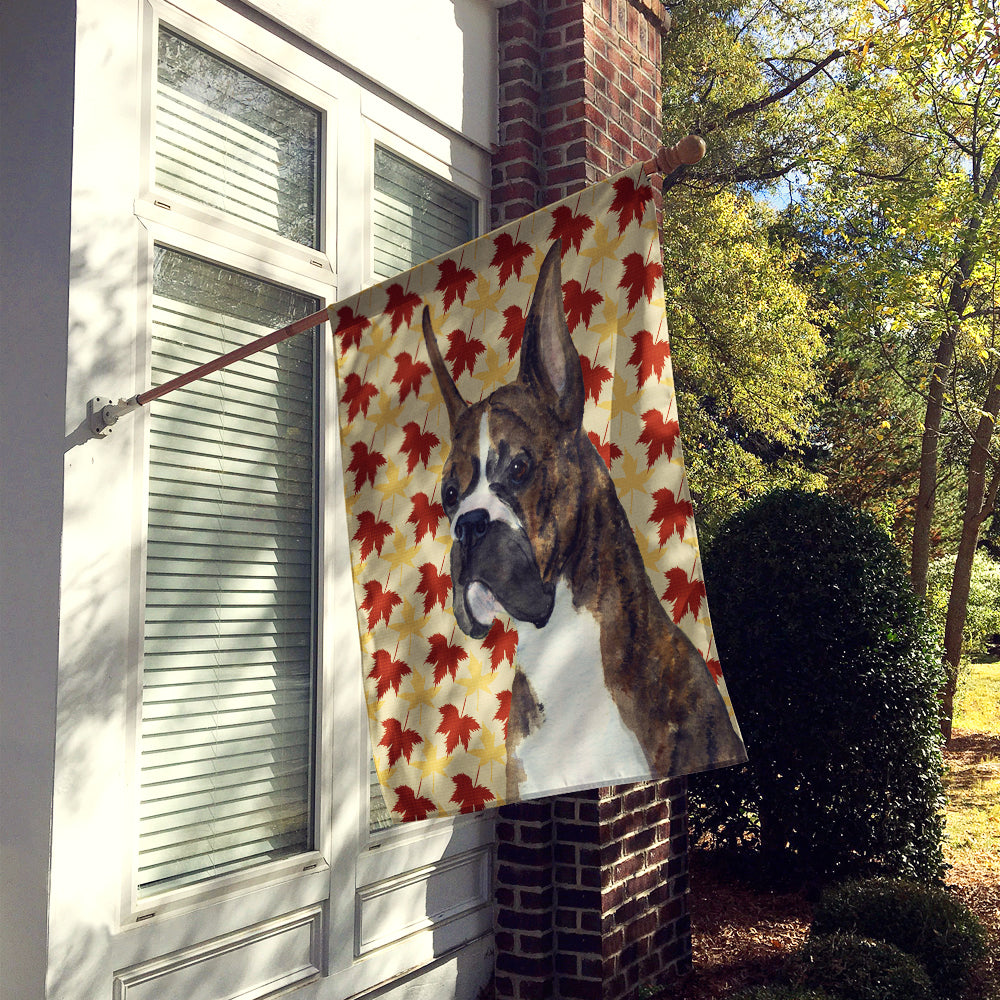 Boxer Brindle Fall Leaves Portrait Flag Canvas House Size