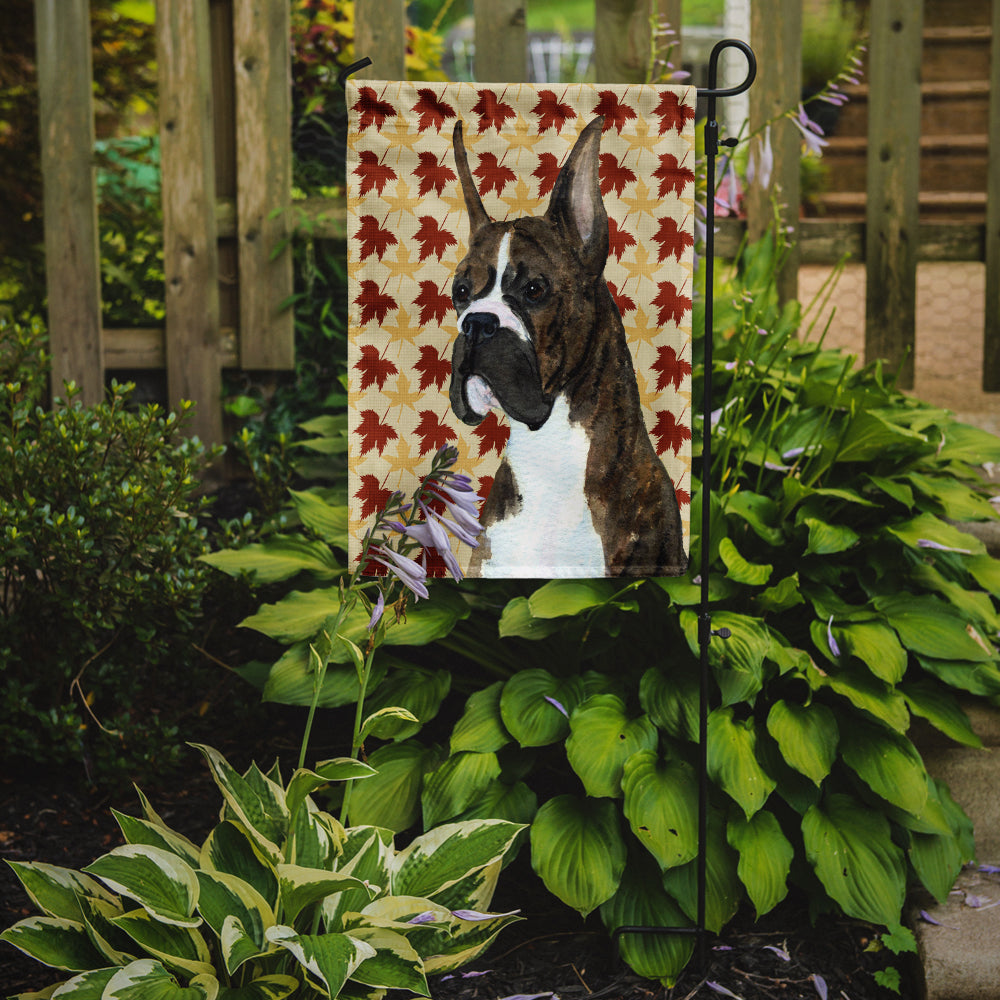 Boxer Brindle Fall Leaves Portrait Flag Garden Size.