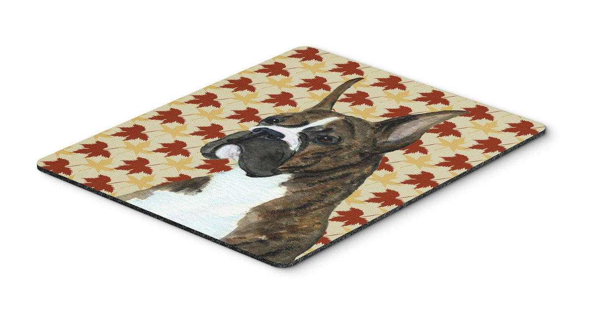 Boxer Brindle Fall Leaves Portrait Mouse Pad, Hot Pad or Trivet by Caroline&#39;s Treasures