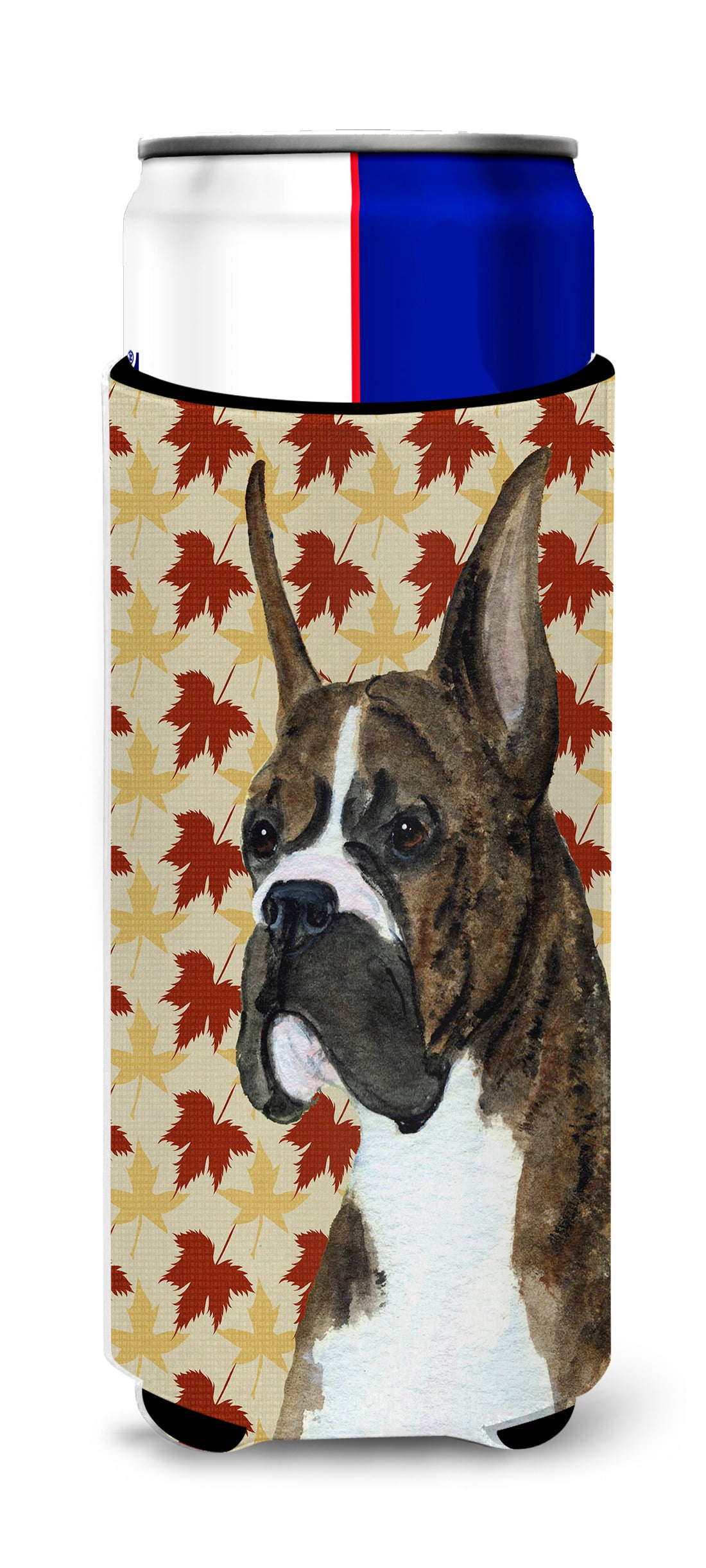 Boxer Brindle Fall Leaves Portrait Ultra Beverage Insulators for slim cans SS4348MUK.