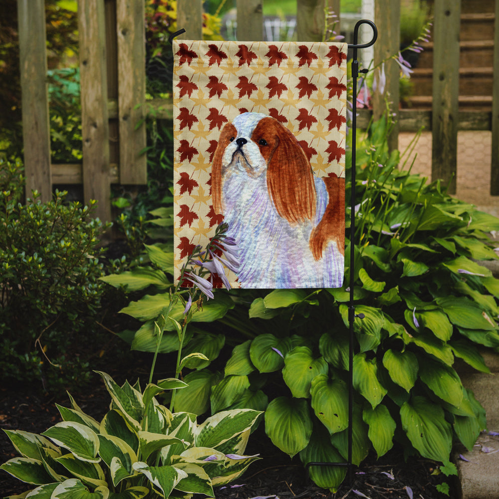 English Toy Spaniel Fall Leaves Portrait Flag Garden Size