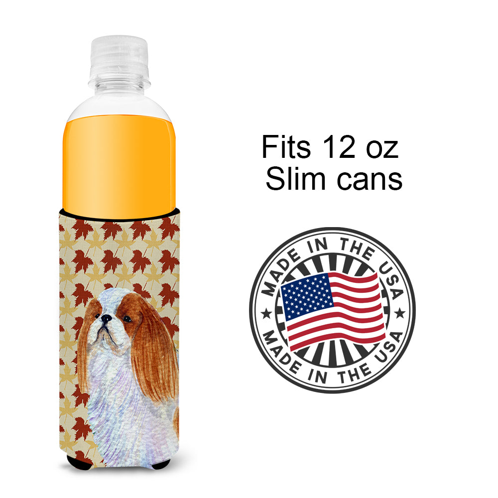 English Toy Spaniel Fall Leaves Portrait Ultra Beverage Insulators for slim cans SS4349MUK.