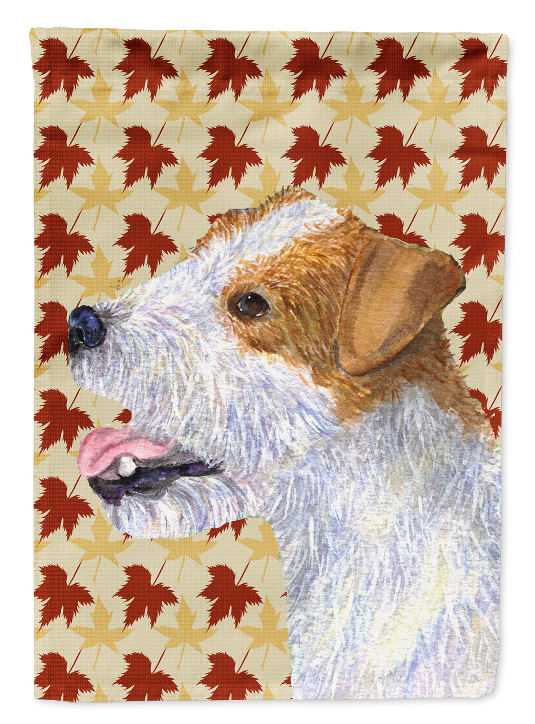 Jack Russell Terrier Automne Feuilles Portrait Drapeau Jardin Taille