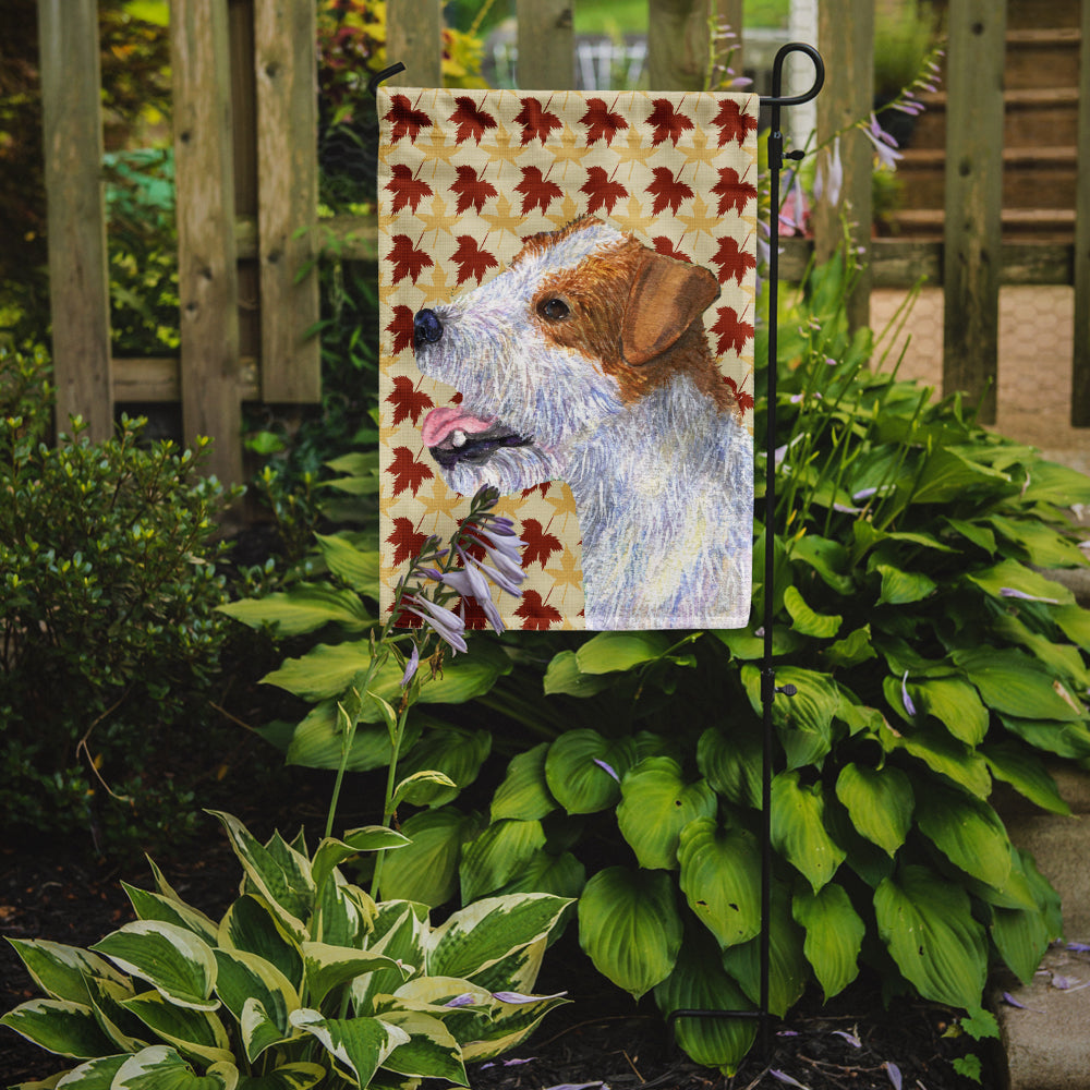 Jack Russell Terrier Fall Leaves Portrait Flag Garden Size.