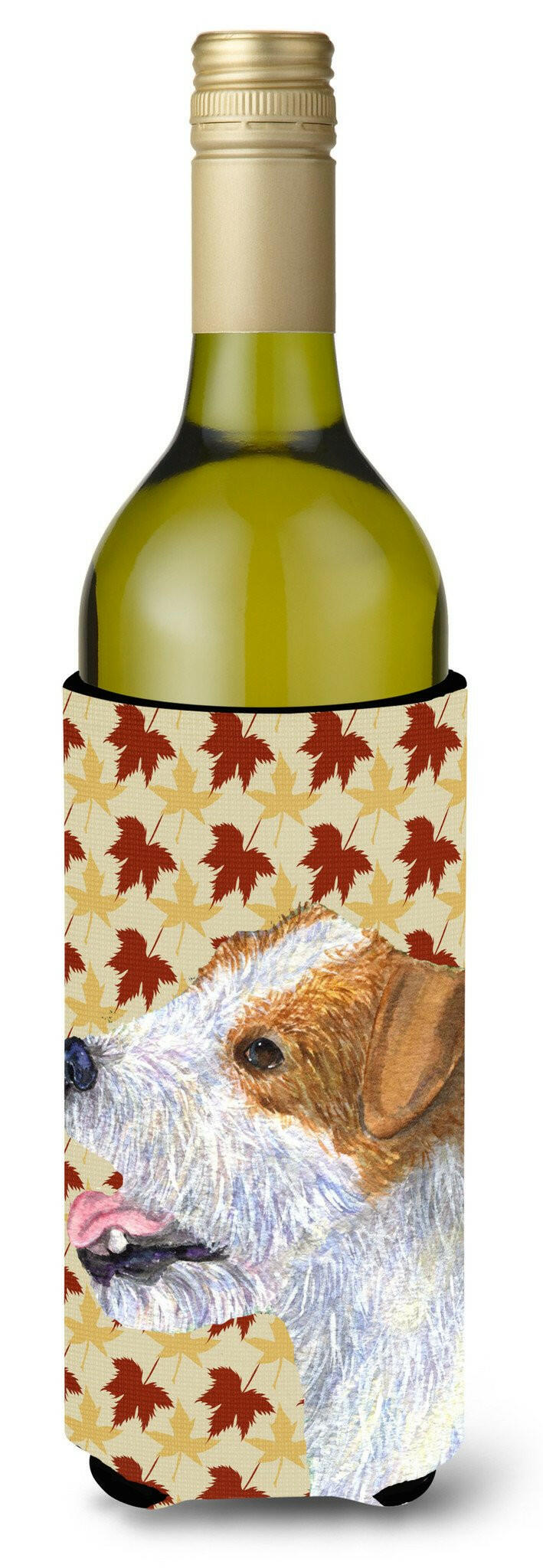 Jack Russell Terrier Fall Leaves Portrait Wine Bottle Beverage Insulator Beverage Insulator Hugger by Caroline&#39;s Treasures